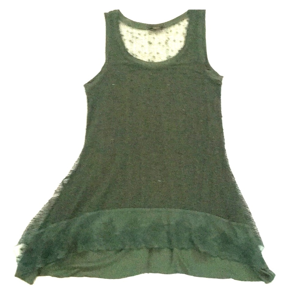 Cupid sleeveless long green embellished top